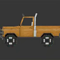 Orange Off Road Truck With Open Cab Top Mounted Lights Truck Bed And Large Tires