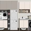 Modern Laundry Room With Washer Dryer Cabinets And Storage Space 3d model