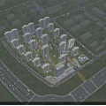 Aerial View Planning of Modern Residential Area With Green Spaces and Road Network