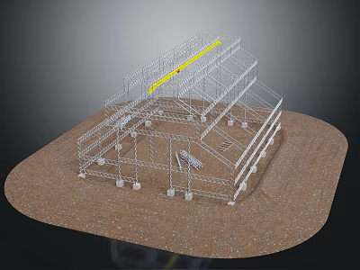 Metal Frame Furniture Structure With Multi Tier Design Stable Support And Brown Floor Base 3d model