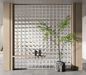 Modern partition glass brick partition image wall 3d model