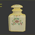 Dresser Vanity Decor with White Ceramic Box Adorned in Pink Green Floral Patterns and Lid