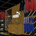 Modern Sportswear Display Space With Neon Geometric Frame And Nike Apparel