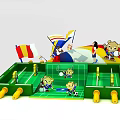Fun Table Football Game With Cartoon Bears Flags Yellow Poles And Green Field