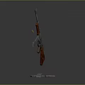 3D Render Of Detailed Rifle With Wooden Grip Stock And Magazines