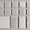 White Perforated Panels Showcasing Various Different Hole Patterns And Designs