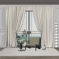 modern curtain single sofa 3d model