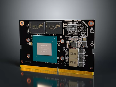 Detailed Circuit Board With HYNIX Chip Etron Components And Memory Modules 3d model