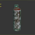 Rusty Red And White Gas Cylinder Isolated On Dark Background