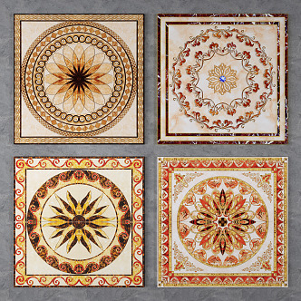 European-style floor tile floor tile mosaic 3d model