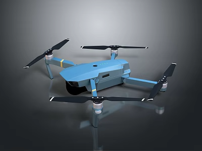 Professional Blue Quadcopter Drone With HD Camera And Four Propellers 3d model