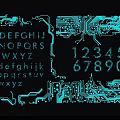 Modern Circuit Board Style Wall Decor With Turquoise Letters Numbers And Circuit Patterns