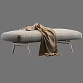 Modern Light Gray Chaise Lounge With Metal Legs And Brown Blanket
