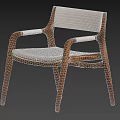 Single Modern Armchair With Wooden Frame Light Colored Seat And Curved Arms