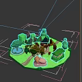 Futuristic Sci-Fi Island Terrain With Vibrant Vegetation Colorful Structures Luminous Elements And Pathways