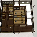 Traditional Wooden Teahouse Interior Design With Tables Chairs And Open Layout