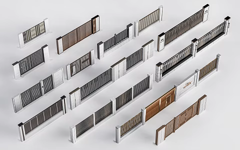 courtyard wall, courtyard door, courtyard wall, community wall 3d model