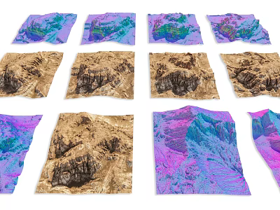 Vibrant Square Garden Decor Pieces With Natural Rock Texture Patterns 3d model