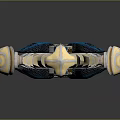 Ornate Fantasy Sword with Intricate Gold Blue Design and Decorative Hilt Sheath 3d model