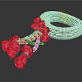 White Woven Fashion Accessory With Red Flower Decorations For Stylish Clothing