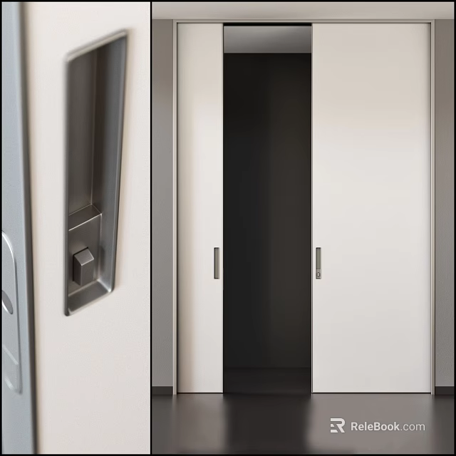 Sleek White Sliding Doors With Aluminum Handles For Modern Interior Design 3d model 
