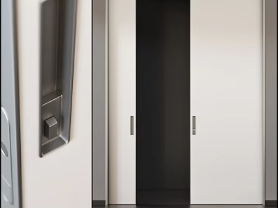 Sleek White Sliding Doors With Aluminum Handles For Modern Interior Design 3d model