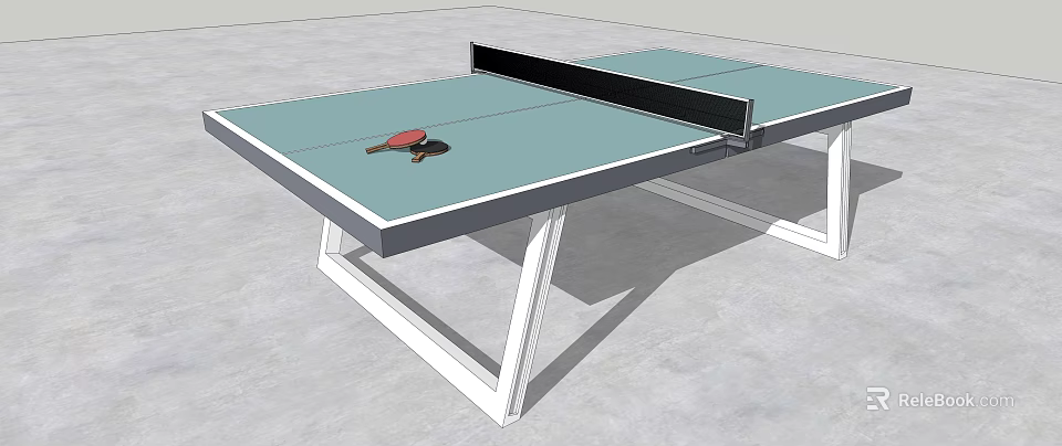Sturdy Table Tennis Table With Racket And Ball For Sports Equipment 3d model 