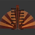 Wooden Lute Shaped Decorative Ornament With Handcrafted Design For Home Use
