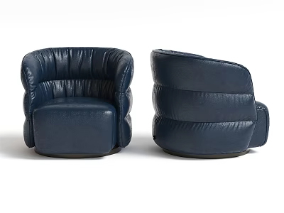 Navy Blue Leather Armchair Two Angles Modern Single Sofa Design View 3d model