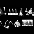 Various Decorative Fountain Designs Featuring Different Water Jet Shapes And Spray Patterns 3d model