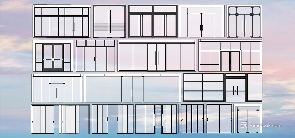 Double Doors Design With Various Styles For Home Interior And Exterior 3d model 