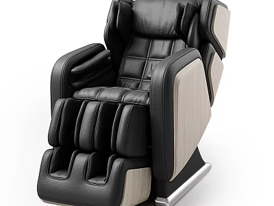 Luxury Black Leather Single Recliner Sofa With Wooden Accents And Metal Base 3d model