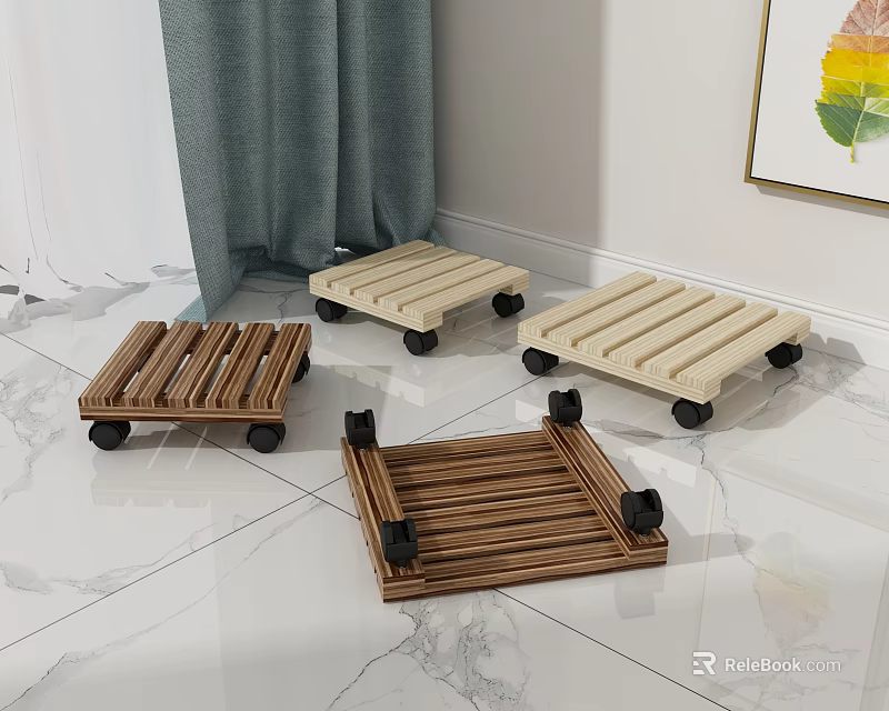 Industrial Equipment Mobile Wooden Pallets With Wheels For Heavy Duty Industrial Transport 3d model 
