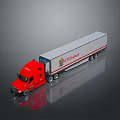 Red Cab White Trailer Truck with El Eagle Logo on Reflective Surface 3d model