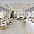 Modern Beauty Hair Salon Interior With Styling Chairs Mirrors Reception Desk And Gold Accents