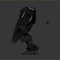 Sci Fi Mecha Robot Character In Black Armor With Shield And Mechanical Design