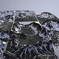 3D Garden Landscape Design Featuring Snowy Mountain Texture On Square Panels And Tiles