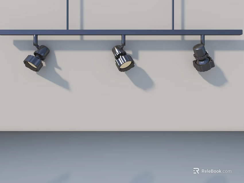 Hinged Door Design With Track Lighting And Adjustable Spotlights For Modern Spaces 3d model