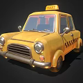 Yellow Classic Taxi Car With TAXI Sign And Checker Pattern Design