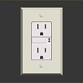 White Dual Outlet Electrical Wall Socket For Computer Devices Power Supply And Charging 3d model