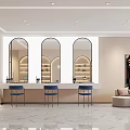 Elegant Modern Beauty Salon Interior With Arched Shelves Product Displays And Reception Desk