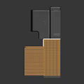Electronic Appliance With Yellow Striped Exterior Black Cabinet Open Door And White Water Jugs