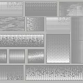 Metal Sheets With Various Textures Including Perforated Grid And Pattern Designs 3d model