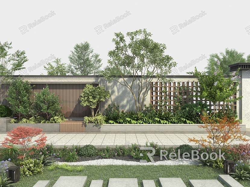 Modern courtyard garden landscape plants model