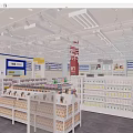 Bright Mall Store With Neatly Arranged Shelves And Various Food Products