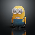 Yellow Minion Doll With Large Goggles Blue Overalls And Surprised Expression