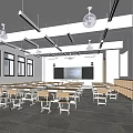 Modern Classroom School Classroom Desks and Chairs Desk Training Classroom Multimedia Classroom Training Tables and Chairs 3d model