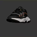 Modern Casual Black Sneakers With Orange Purple Stripes And Silver Sole