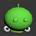 Green Pig 3D Model Character With Big Eyes And Round Green Nose