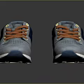 Blue Casual Shoes With Orange Laces Mesh Upper And White Sole Design